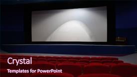  Presentation with cinema - Beautiful PPT theme featuring red white video - cinema interior backdrop and a wine colored foreground