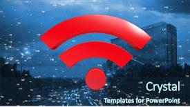  Presentation with city night - Audience pleasing PPT theme consisting of red wifi symbol against cars backdrop and a navy blue colored foreground