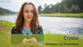  Presentation with rain water - Theme with red wild strawberry under rain background and a gold colored foreground