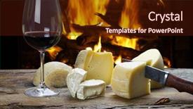  Presentation with dinner party - Theme having red wine and cheese board background and a wine colored foreground
