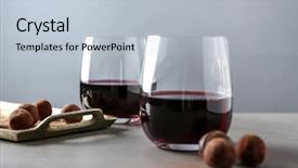  Presentation with chocolate wine - Presentation theme featuring red wine and chocolate truffles background and a lemonade colored foreground