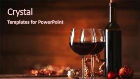  Presentation with christmas red - Beautiful PPT theme featuring red wine and christmas ornaments backdrop and a wine colored foreground
