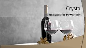  Presentation with christmas red - PPT theme with red wine and christmas ornaments background and a  colored foreground