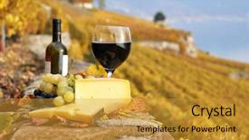  Presentation with red wine cheese - Presentation theme enhanced with red wine and grapes background and a gold colored foreground