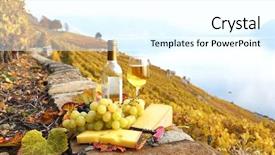  Presentation with vineyard - PPT layouts having red wine and grapes on the terrace of vineyard in lavaux region switzerland background and a cool aqua colored foreground