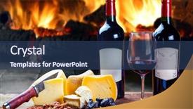  Presentation with red wine cheese - PPT theme having red wine and special cheese background and a ocean colored foreground
