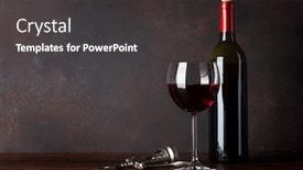  Presentation with bottle red wine - Amazing presentation design having red wine bottle and glass in front of blackboard wall with copy space for your text backdrop and a dark gray colored foreground