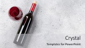  Presentation with bottle red wine - Theme having red wine bottle and glass background and a light gray colored foreground