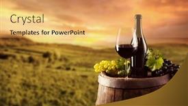  Presentation with bottle red wine - PPT layouts enhanced with red wine bottle and glass background and a yellow colored foreground
