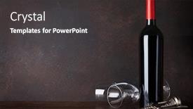  Presentation with bottle red wine - Cool new PPT layouts with red wine bottle and glasses in front of blackboard wall with copy space for your text backdrop and a dark gray colored foreground
