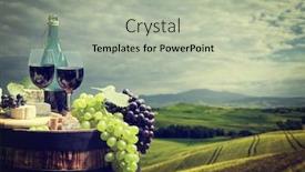  Presentation with wine barrel - PPT theme having red-wine-bottle-and-wine background and a mint green colored foreground