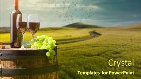  Presentation with wine barrel - Cool new PPT layouts with red-wine-bottle-and-wine backdrop and a tawny brown colored foreground