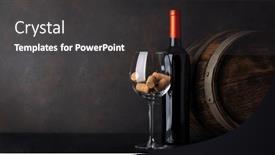  Presentation with bottle red wine - Presentation theme consisting of red-wine-bottle-barrel background and a dark gray colored foreground