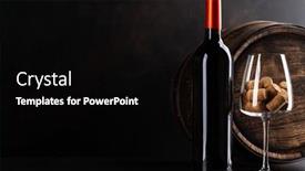  Presentation with bottle red wine - Presentation design enhanced with red-wine-bottle-barrel background and a  colored foreground