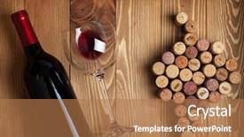  Presentation with table grape - PPT theme consisting of red wine bottle glass background and a coral colored foreground