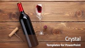  Presentation with bottle red wine - Slide set enhanced with red wine bottle glass background and a tawny brown colored foreground