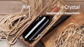  Presentation with bottle red wine - Cool new slides with red wine bottle in box backdrop and a coral colored foreground