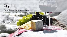  Presentation with red wine cheese - Amazing slide deck having red wine cheese and grapes served at a picnic verzasca valley switzerland backdrop and a light gray colored foreground