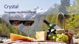  Presentation with red wine cheese - Slides having red wine cheese and grapes background and a sky blue colored foreground