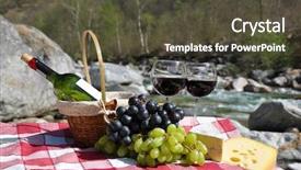 Presentation with red wine cheese - PPT theme featuring red wine cheese and grapes served at a picnic verzasca valley switzerland background and a tawny brown colored foreground