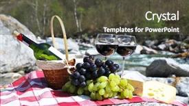  Presentation with red wine cheese - Colorful slides enhanced with red wine cheese and grapes backdrop and a  colored foreground