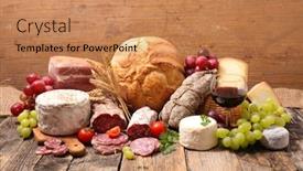  Presentation with red wine cheese - Theme consisting of red-wine-cheese-salami background and a coral colored foreground