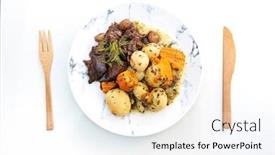  Presentation with recipe - Beautiful slide deck featuring red-wine-cock-delicious-french backdrop and a white colored foreground