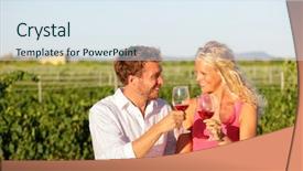  Presentation with bar drinks wine - Beautiful presentation theme featuring red wine drinking couple toasting backdrop and a sky blue colored foreground