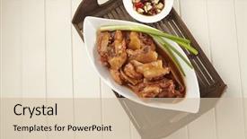  Presentation with chinese food - Presentation design with red-wine-ginger-chicken-traditional background and a soft green colored foreground