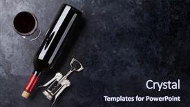  Presentation with bottle red wine - PPT theme featuring red wine glass and bottle background and a wine colored foreground