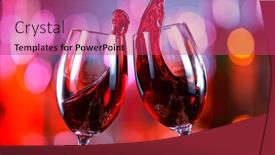  Presentation with wine - PPT theme featuring red-wine-glasses-hitting-together background and a red colored foreground