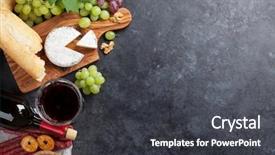  Presentation with table grape - Beautiful presentation theme featuring red wine grape cheese bread backdrop and a dark gray colored foreground