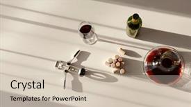  Presentation with bottle red wine - Beautiful slide deck featuring red wine in decanter glass backdrop and a soft green colored foreground