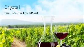  Presentation with wine barrel - PPT theme featuring red-wine-in-decanter background and a cool aqua colored foreground