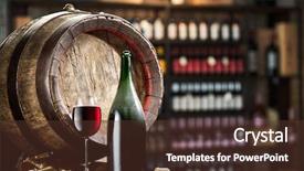  Presentation with bottle red wine - Slides having red wine on wooden cask background and a tawny brown colored foreground