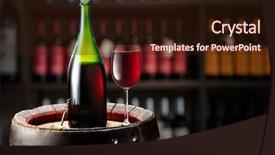  Presentation with bottle red wine - Colorful PPT theme enhanced with red wine on wooden cask backdrop and a wine colored foreground
