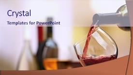  Presentation with wine - PPT theme having red wine pouring into wine background and a sky blue colored foreground