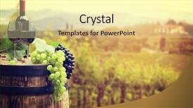  Presentation with wine green - Audience pleasing PPT layouts consisting of red wine with barrel backdrop and a blonde colored foreground