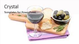  Presentation with red wine cheese - PPT theme enhanced with red wine with cheese bread background and a white colored foreground