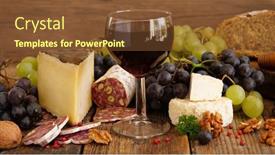  Presentation with red wine cheese - PPT layouts enhanced with red-wine-with-cheese-salami background and a tawny brown colored foreground