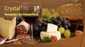  Presentation with red wine cheese - Audience pleasing presentation design consisting of red-wine-with-sausage-cheese backdrop and a tawny brown colored foreground