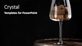  Presentation with wine barrel - Presentation theme enhanced with red-wineglass-with-wine-corks background and a black colored foreground