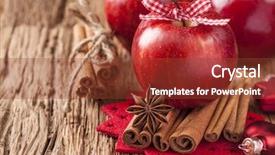  Presentation with cinnamon - Colorful PPT theme enhanced with red winter apples with cinnamon backdrop and a tawny brown colored foreground