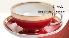  Presentation with red gold white - Audience pleasing PPT theme consisting of red with gold fillet teacup backdrop and a lemonade colored foreground