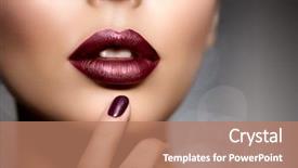  Presentation with lips mouth - Amazing PPT theme having red woman lips mouth close backdrop and a coral colored foreground