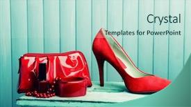  Presentation with beautician - Beautiful slides featuring red women shoes and beautician backdrop and a soft green colored foreground