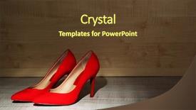  Presentation with room - Presentation theme having red women shoes on floor background and a tawny brown colored foreground