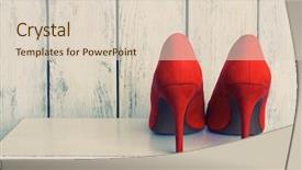  Presentation with shoes - Slides consisting of red women shoes on wooden background and a lemonade colored foreground