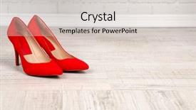  Presentation with shoes - PPT layouts consisting of red women shoes background and a lemonade colored foreground