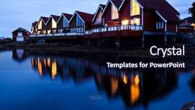  Presentation with campsite - PPT layouts enhanced with red wooden cabins at campsite background and a wine colored foreground